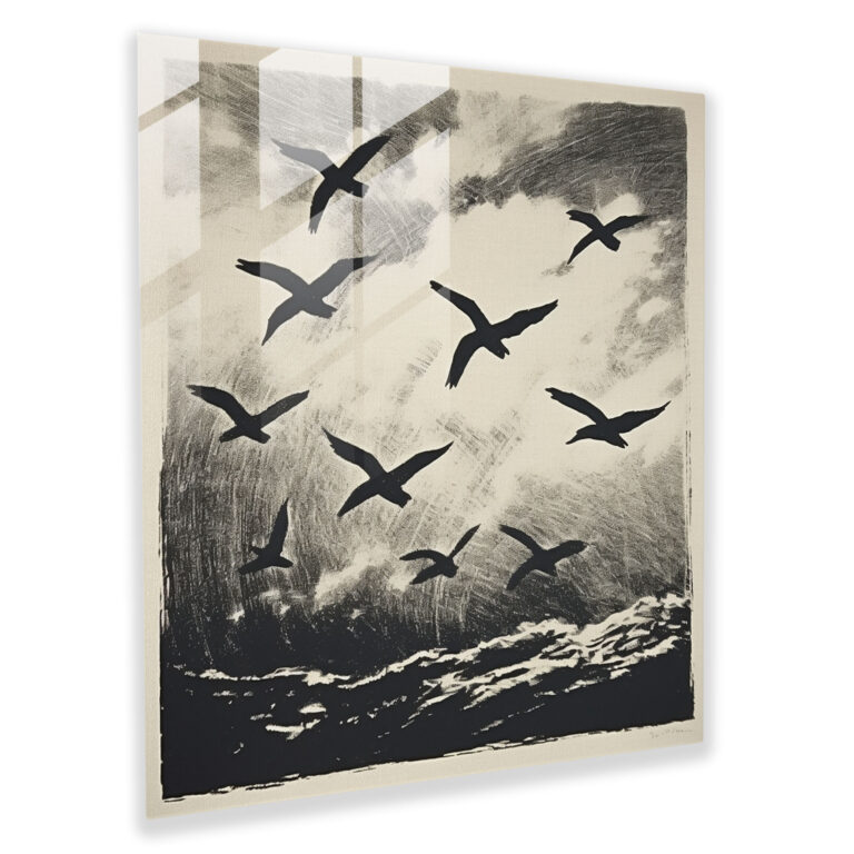 Simplistic Avian Flight Glass Print Wall Art