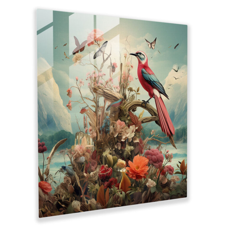 Whimsical Avian Dreams Glass Print Wall Decoration