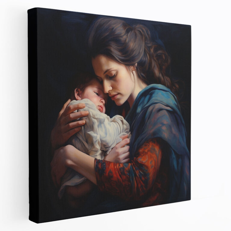 Born Wall Art - Mother Cradling Newborn Baby - Born, Canvas Wall Art, Wall Decoration, Oil Painting