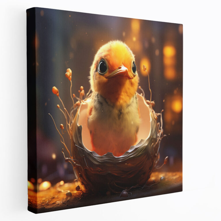 Born Canvas Print - Baby Bird Hatching - Born, Digital Art, Wall Decoration, New Life