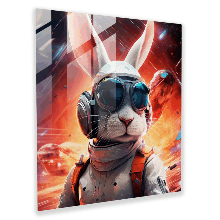 Techno Visions Glass Print - Bugs Bunny in the Digital Realm - Futuristic Glass Wall Art