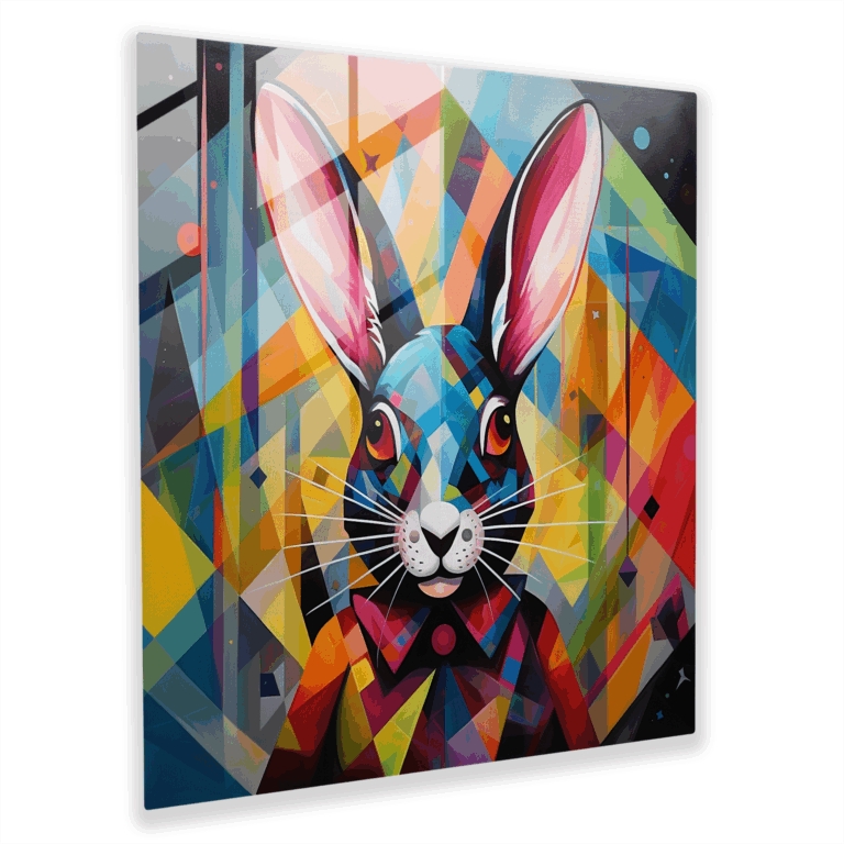 Geometric Harmony Glass Print - Bugs Bunny's Prism Odyssey - Abstract Glass Wall Art