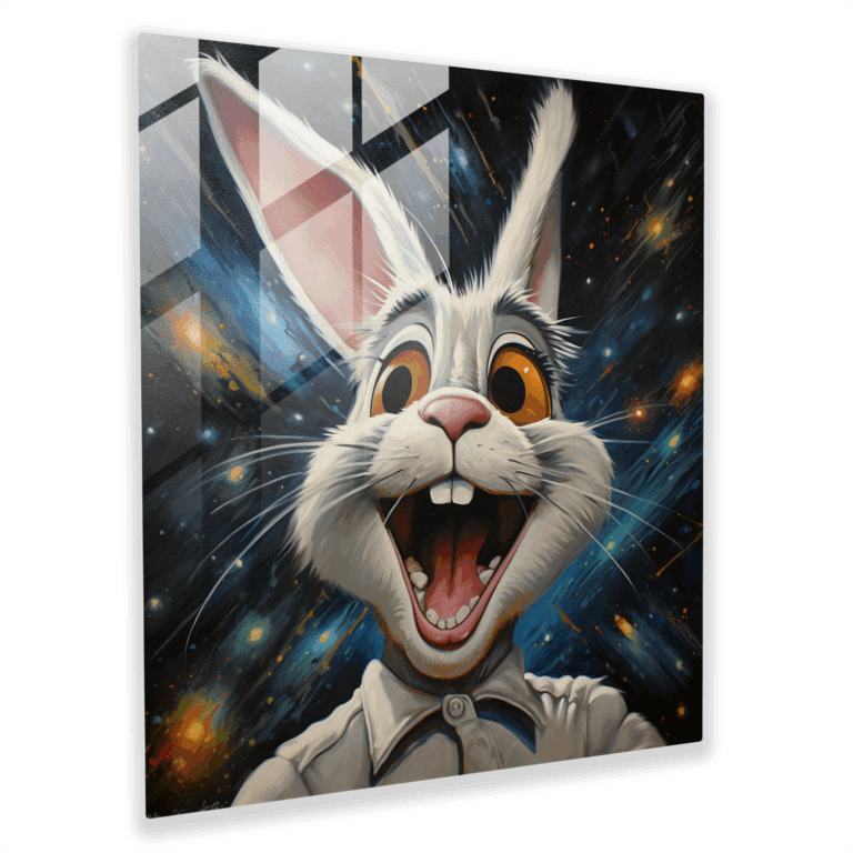 Mesmerizing Glass Print - Iconic Mischievousness: Bugs Bunny's Enchanting Starry Night Portrait - Glass Wall Art