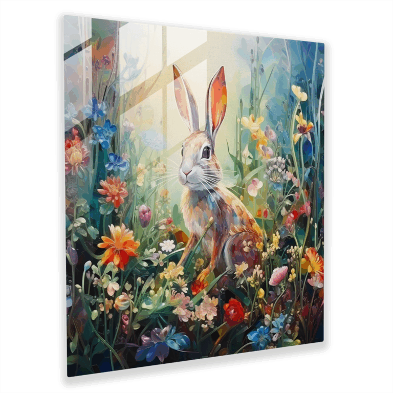 Floral Symphony Glass Print - Impressionist Bugs Bunny Glass Wall Art