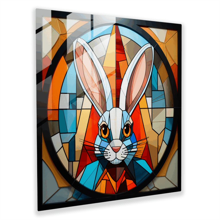 Geometry in Motion Glass Print - Geometric Abstraction Bugs Bunny Glass Wall Art