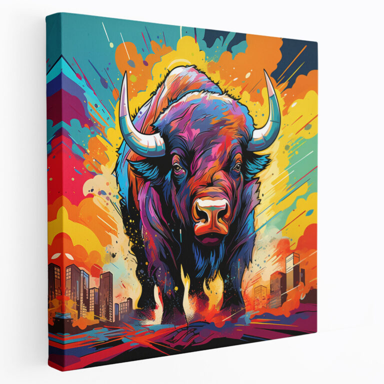 Buffalo Canvas Print - Buffalo, Vibrant Colors, Canvas Print, Wall Art