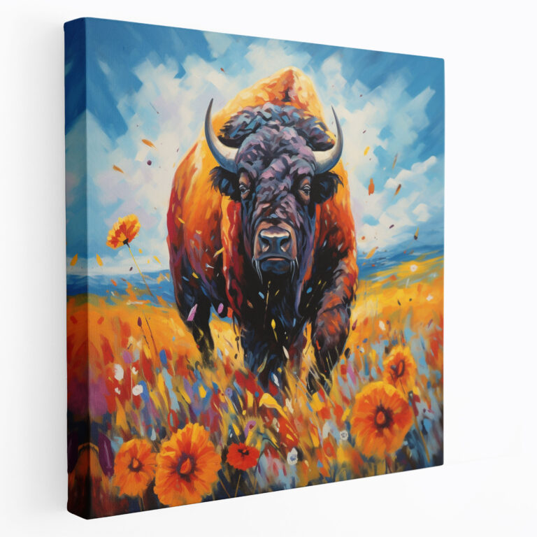 Buffalo Canvas Print - Abstract Acrylic Painting Wall Art - Buffalo, Canvas, Acrylic Painting, Wall Decoration