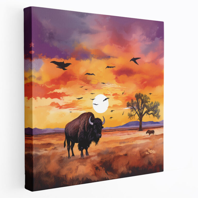 Buffalo Wall Art - Watercolor Illustration Canvas Print - Buffalo, Nature, Watercolor Illustration, Wall Art