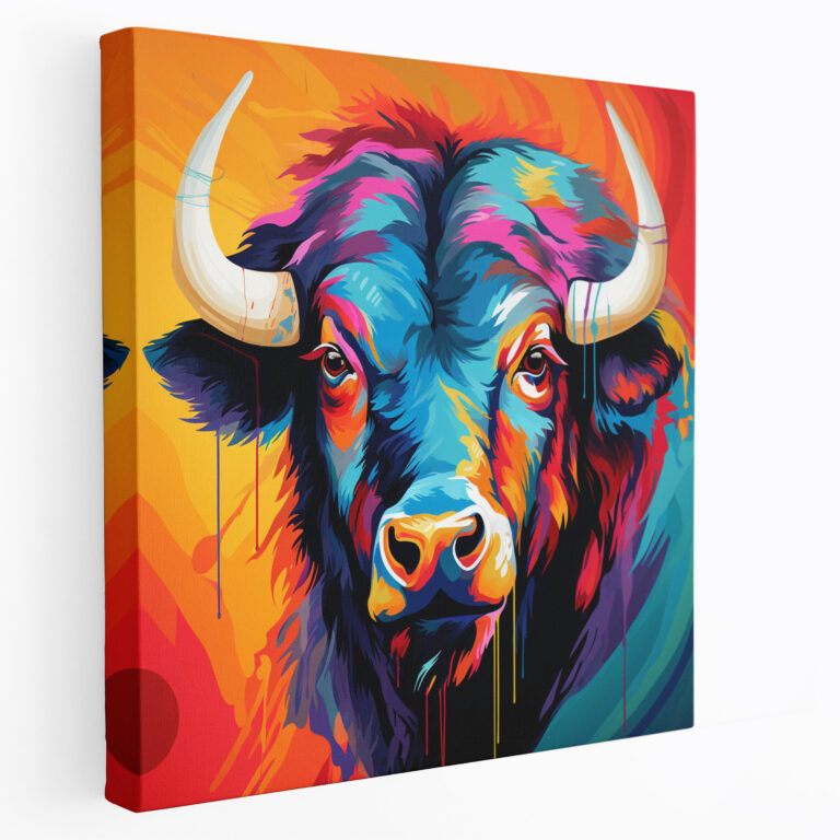 Pop Art Buffalo Wall Art - Colorful Canvas Print - Buffalo, Visual Masterpiece, Bold Patterns, Playful