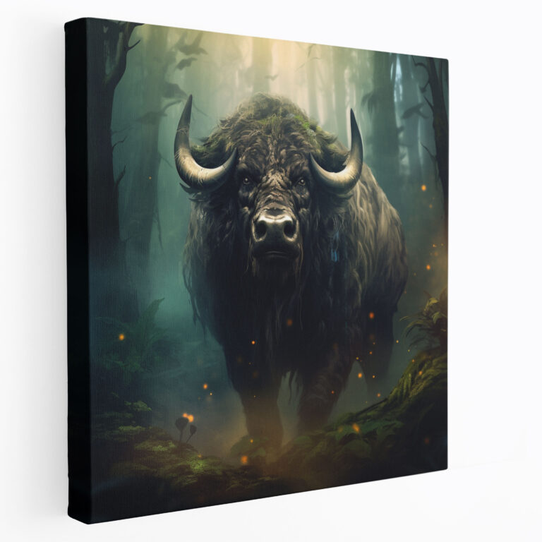 Buffalo Wall Art - Surreal Digital Painting Canvas Print - Buffalo, Enchantment, Surreal Digital Painting, Canvas Wall Art