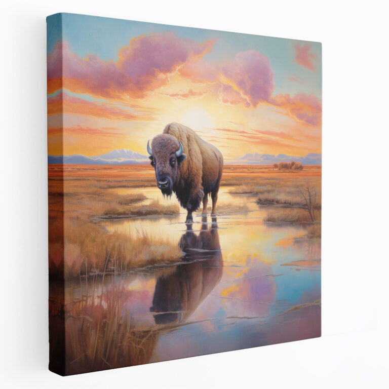 Buffalo Wall Decoration - Impressionist Style Canvas Print - Buffalo, Wall Art, Wall Decoration, Canvas Wall Art