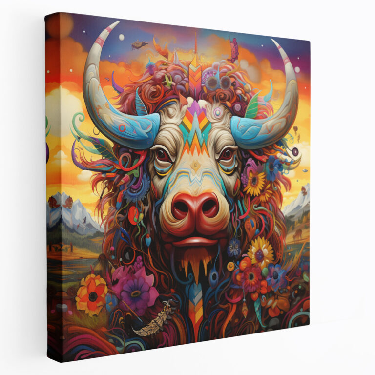 Buffalo Wall Art - Whimsical Surrealism - Buffalo, Whimsical, Canvas, Surrealism