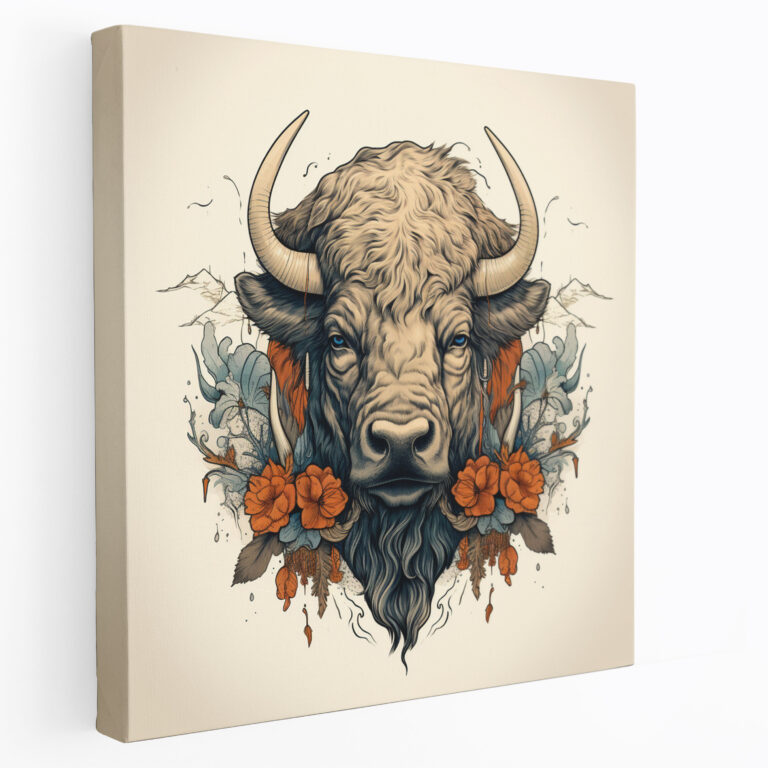 Vintage Buffalo Wall Decoration - Intricate Illustration - Buffalo, Wall Art, Vintage, Buffalo
