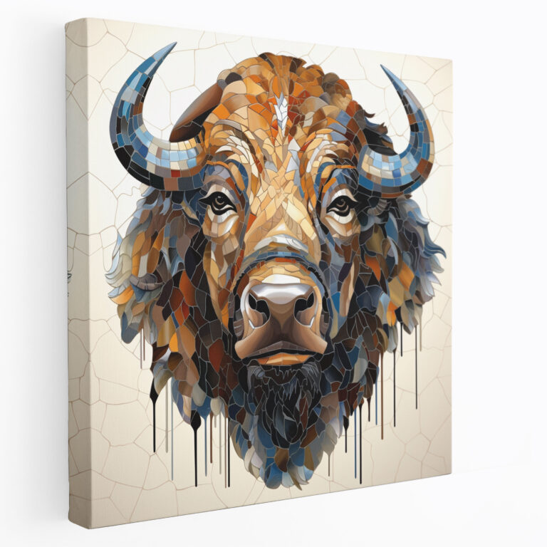 Buffalo Wall Decoration - Abstract Mosaic Art - Buffalo, Wall Art, Abstract, Canvas Wall Art
