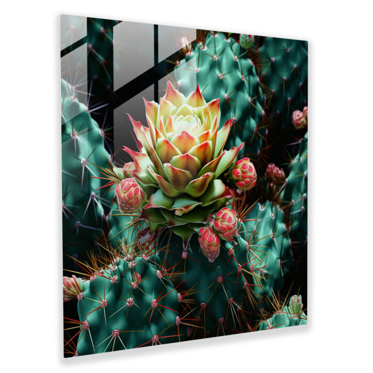 Modern Twist Cactus Glass Print - Cactus, Glass Wall Art, Glass Art, Modern Art