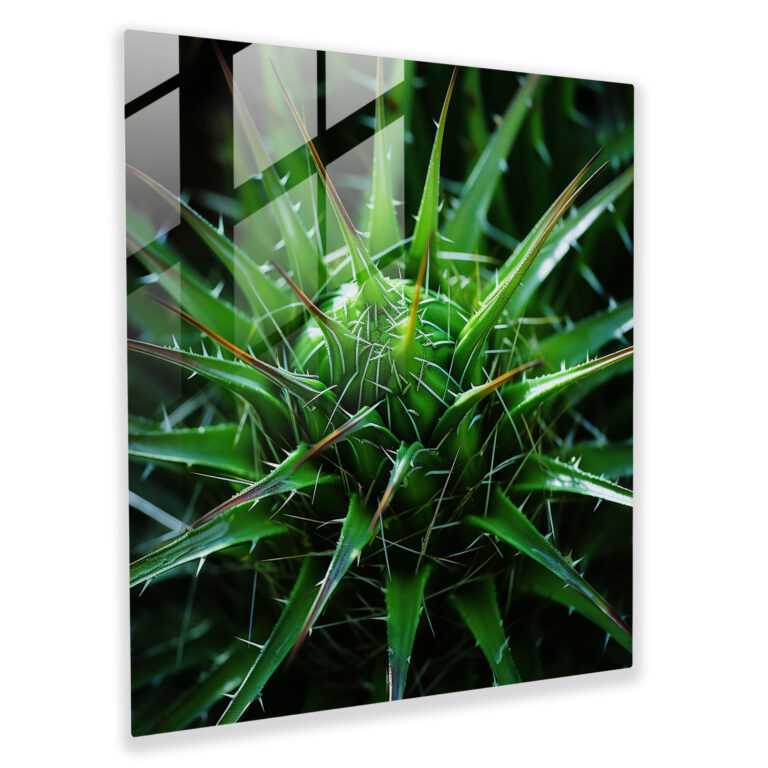 Vibrant Green Cactus Glass Print - Cactus, Macro Photography, Vibrant Green, Cactus