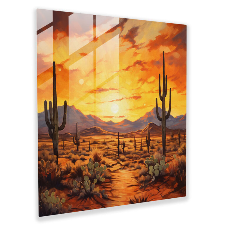 Desert Impressions Glass Print - Cactus, Color Palette, Glass Art, Desert Landscape