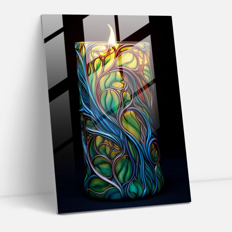 Glass Print - Nature Inspired Candle - Candle, Candle, Nature Inspired, Stained Glass Art