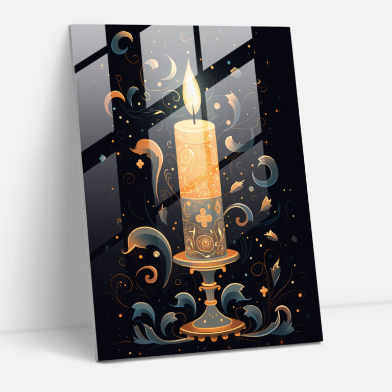 Glass Print - Whimsical Sparkling Candle - Candle, Capture The Magic, Candle, Home Decoration