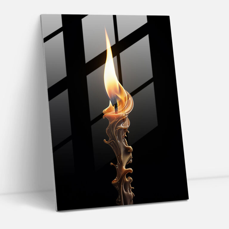 Realistic Candle Glass Print - Candle, Home Decoration, Glass Wall Art, Wall Decoration