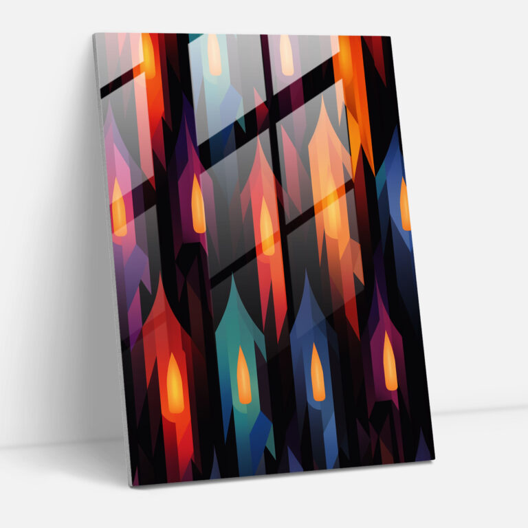 Geometric Candle Glass Print - Candle, Glass Art, Vibrant Colors, Glass Print