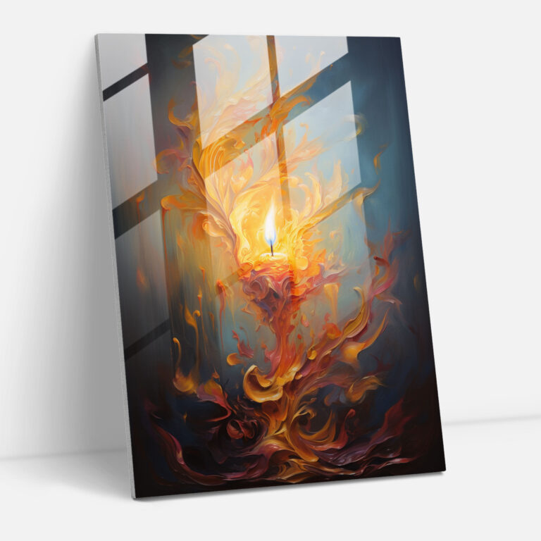 Graceful Flames Glass Print - Candle, Abstract Oil Painting, Glass Wall Art, Glass Print
