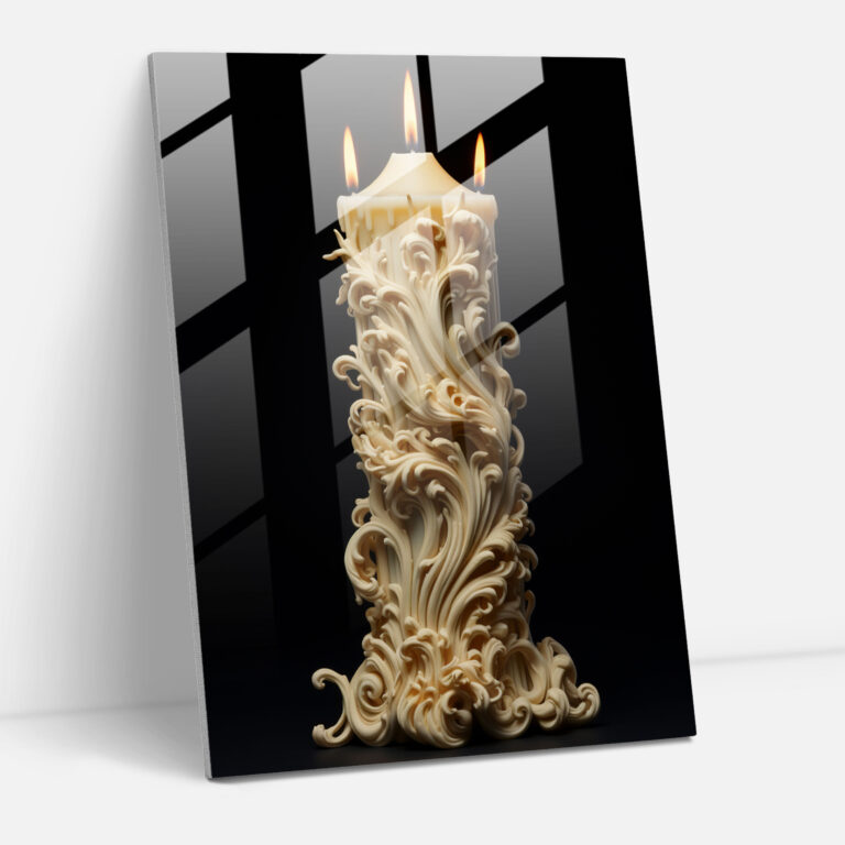Intricate Candle Glass Sculpture - Candle, Glass Print, Carefully Crafted, Combination Of Glass Art And Modern Art
