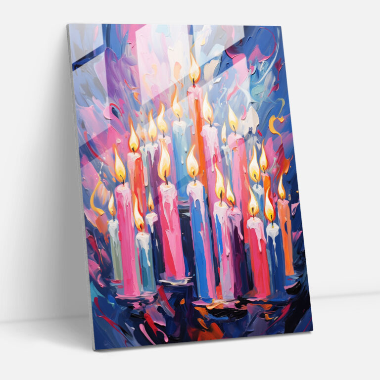 Glass Wall Art Burst Of Color - Candle, Contemporary Painting, Modern Art, Vibrant Bursts Of Color