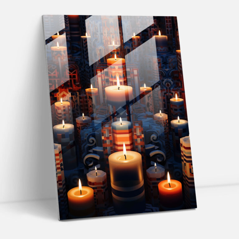 Home Decoration Geometric Candles - Candle, Glass Wall Art, Glass Art, Glass Print