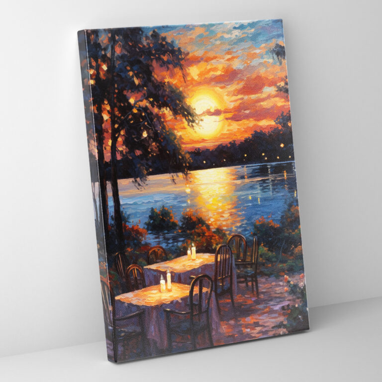 Candle Wall Art - Impressionist Lake Dinner Canvas Print - Candle, Home Decoration, Wall Decoration, Canvas