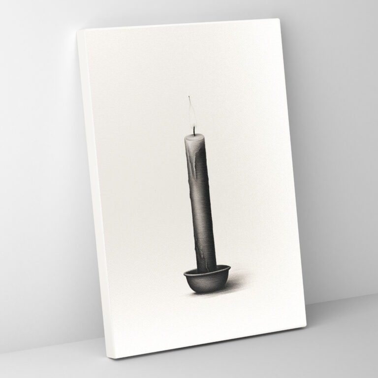 Candle Canvas Print - Minimalist Black And White Wall Art - Candle, Contemporary Decor, Candle Canvas Print, Elegant Design