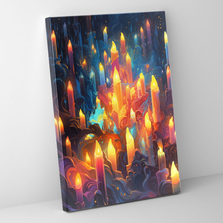 Colorful Candle Canvas Print - Candle, Wall Art, Digital Painting, Candle