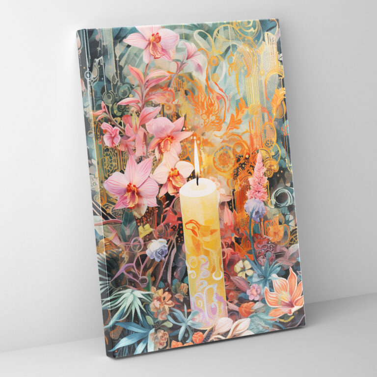 Floral Candle Canvas Print - Candle, Wall Decoration, Floral, Candle
