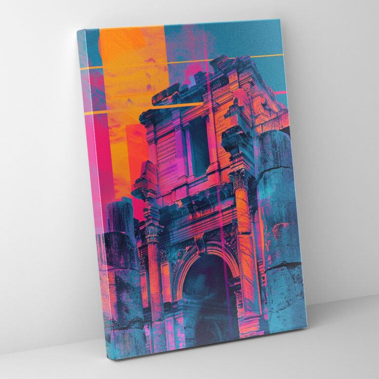 Neon Roman Architecture Pop Art Wall Decoration - Classicism And Popart, Canvas, Home Decoration, Neon Geometric Shapes