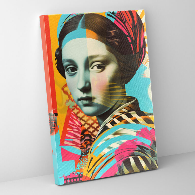 Geometric Renaissance Portrait Wall Art - Classicism And Popart, Home Decoration, Canvas Wall Art, Classicism With Pop Art