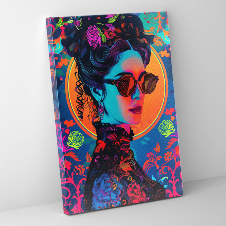 Neon Victorian Lady Wall Decoration - Classicism And Popart, Home Decoration, Canvas Wall Art, Wall Decoration
