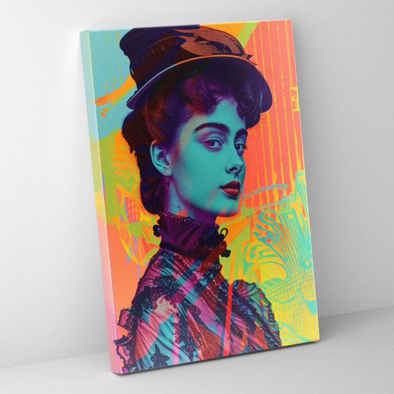 Victorian Pop Art Canvas Print - Classicism And Popart, Victorian Portrait, Canvas Wall Art, Pop Art Colors