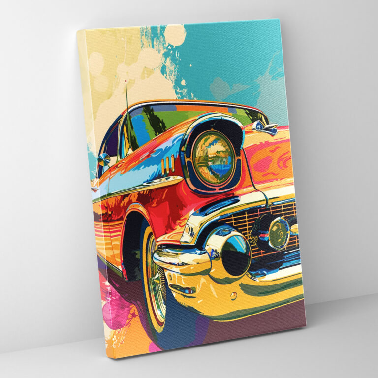 Classic Pop Art Retro Car Canvas Print - Classicism And Popart, Canvas Wall Art, Canvas Print, Combine Classicism With Pop Art