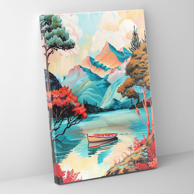 Vintage Pop Art Landscape Canvas Print - Classicism And Popart, Canvas Wall Art, Vintage Pop Art Landscape, Wall Art