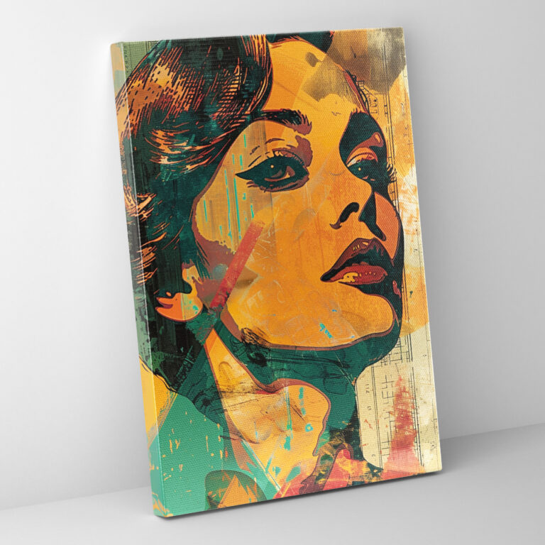 Vintage Pop Art Portrait Canvas Print - Classicism And Popart, Home Decoration, Combine Classicism With Pop Art, Wall Art