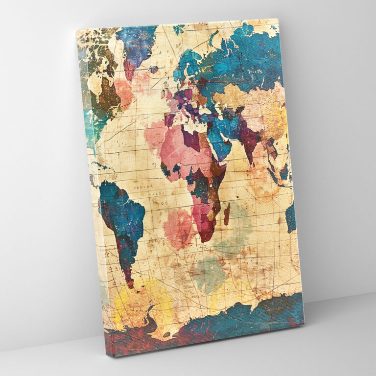Pop Art Antique Map Canvas Print - Classicism And Popart, Canvas, Canvas Wall Art, Wall Decoration
