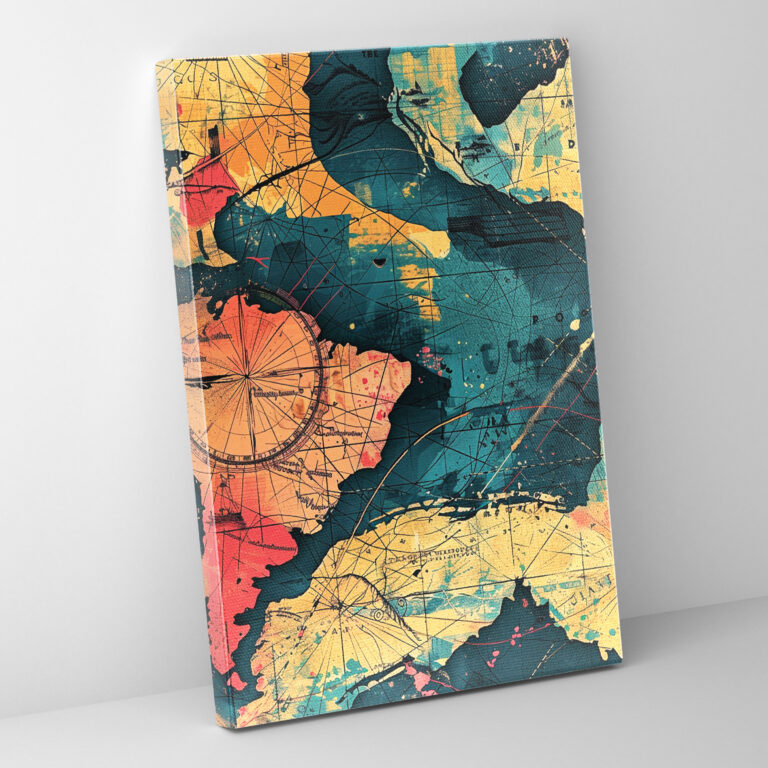 Classic Pop Art Map Canvas Print - Classicism And Popart, Wall Art, Canvas Print, Pop Art