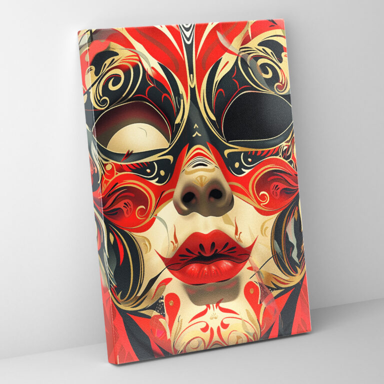 Graphic Venetian Mask Canvas Print - Classicism And Popart, Canvas Wall Art, Wall Art, Wall Decoration