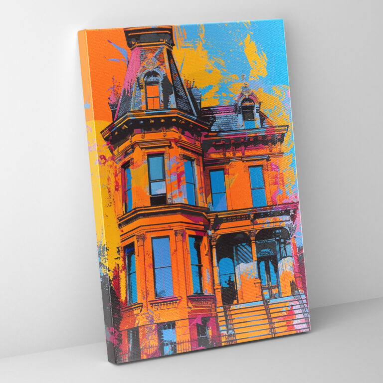 Vibrant Victorian Architecture Canvas Print - Classicism And Popart, Canvas Print, Home Decoration, Wall Decoration