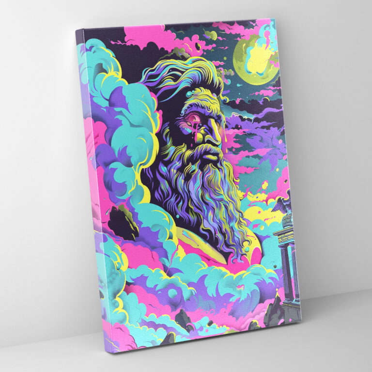 Neon Greek Mythology Canvas Print - Classicism And Popart, Wall Decoration, Canvas Print, Neon Greek Mythology Canvas Print