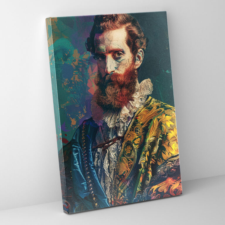 Pop Art Nobleman Renaissance Portrait Canvas Print - Classicism And Popart, Wall Decoration, Combine Classicism With Pop Art, Wall Art