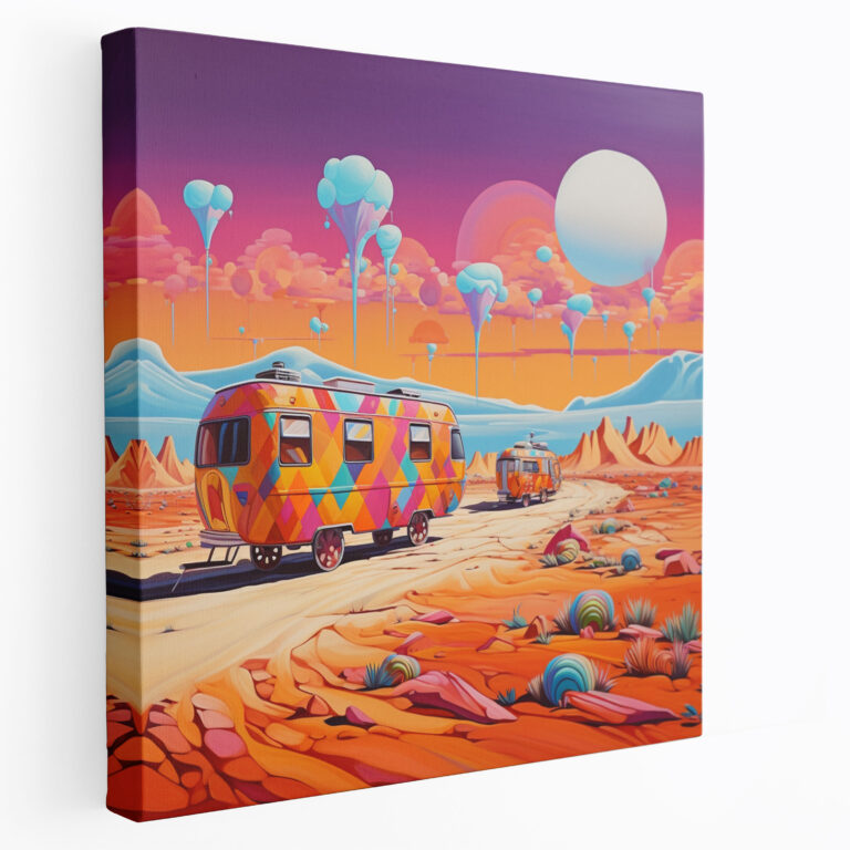 Caravan Canvas Print - Colorful Caravans In The Desert - Caravan, Freedom, Wall Decoration, Canvas Print