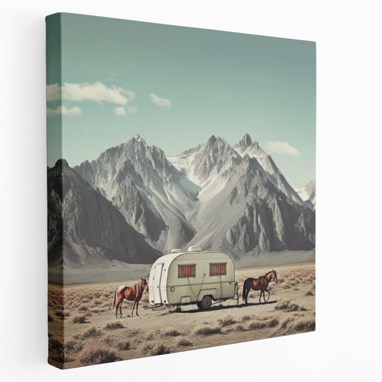 Caravan Wall Decoration - Majestic Mountain Journey - Caravan, Exploration, Canvas, Nostalgia