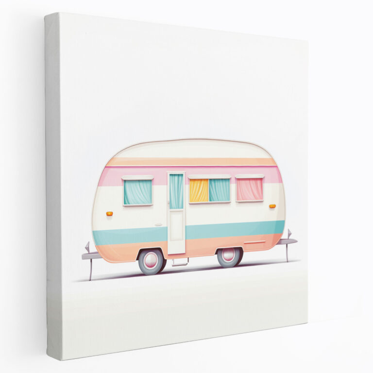 Caravan Canvas Print - Minimalist Colorful Wall Art - Caravan, Caravan Canvas Print, Home Decoration, Wall Art