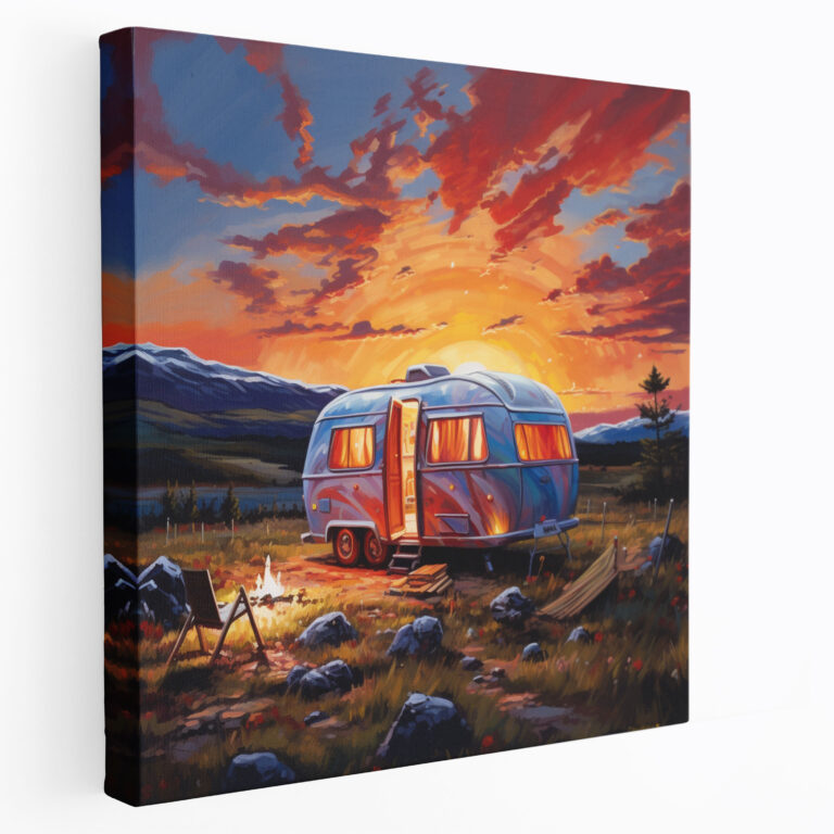 Caravan Canvas Print - Contemporary Sunset Wall Art - Caravan, Caravan Canvas Print, Canvas Wall Art, Home Decoration
